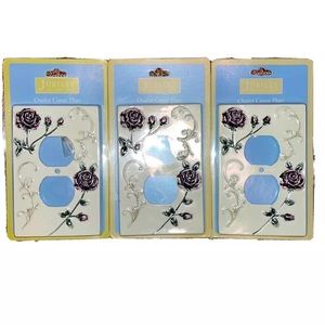 NWT Bordeaux Outlet Covers - 3 pack - Purple Roses
